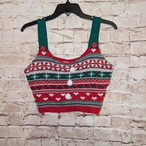 ♥️Love On A Hanger Christmas sweater Crop Tank Large NWTUgly Christmas sweater
